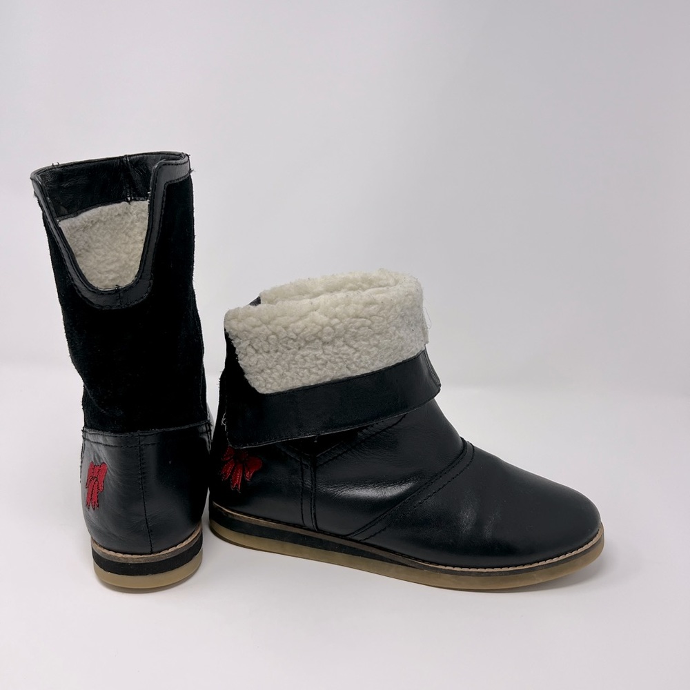 Lola Ramona Leather Ankle High Boots Fleece Lined